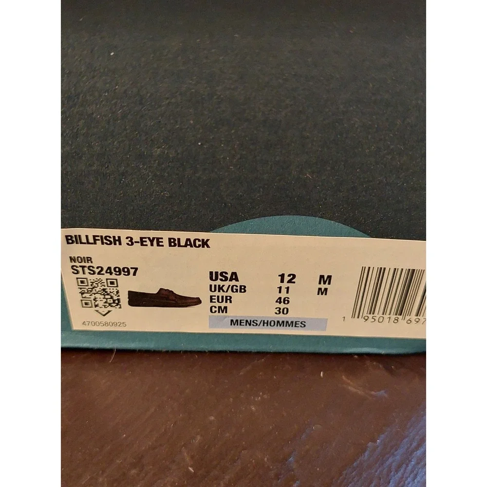 Sperry Men's Billfish 3-Eye Black Leather Boat Shoe STS24997 Size 12 NEW! $115